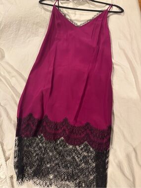 Kiki De Montparnasse Silk Orchid color Lace Trim Slip Dress size 6 NWT